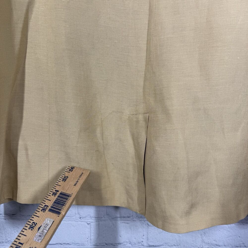 Terry Lewis Silk Linen Blazer Womens 1X Tan Beige Lightweight Oversized Jacket - Picture 3 of 11